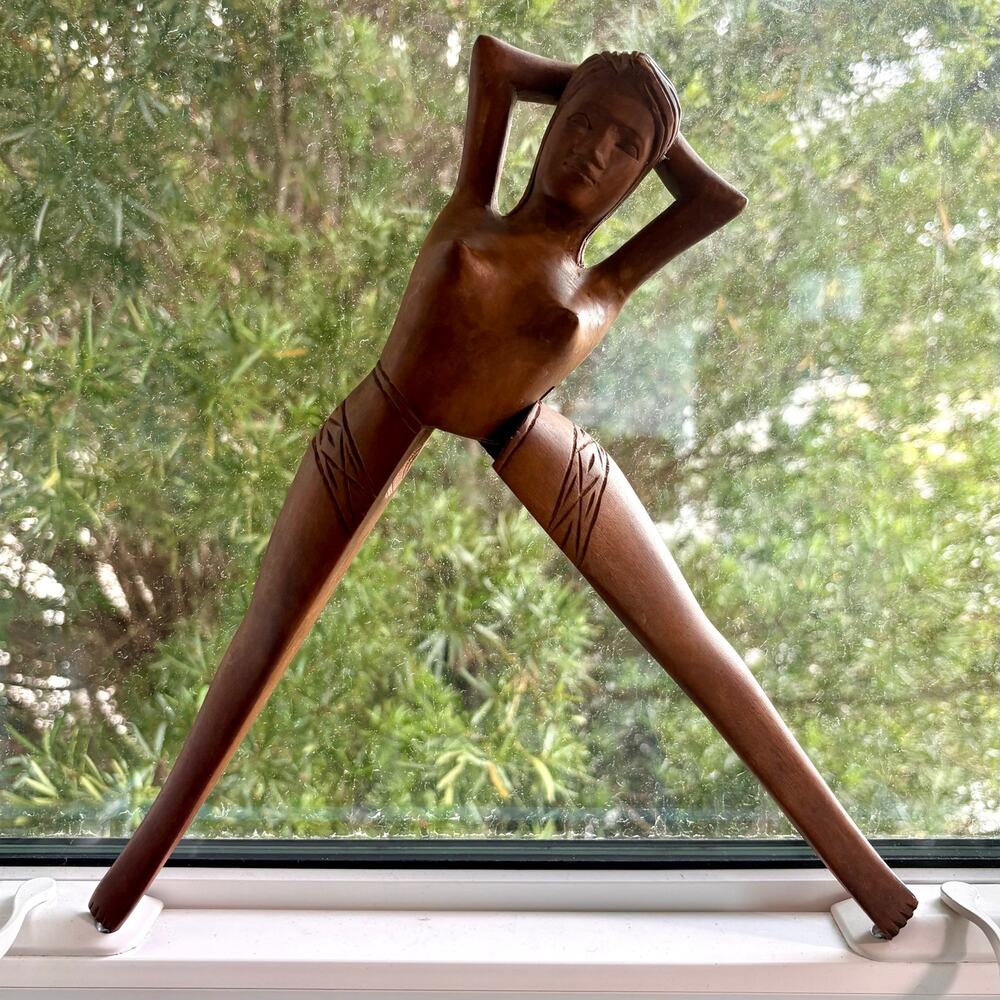 Vintage Hand Carved Wood Dancer Nutcracker, Articulated Folk Art